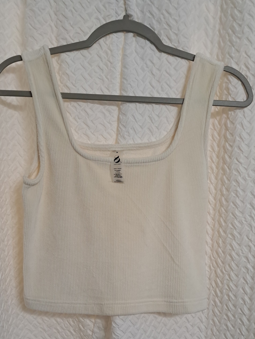 Lou & Grey Cream Ribbed Square-Neck Crop Tank